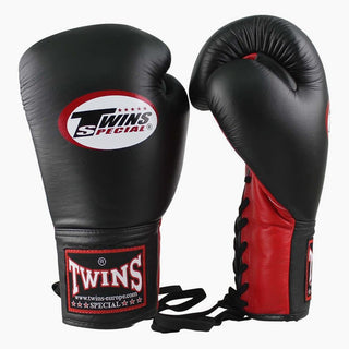 Guantoni Muay Thai Twins Special BGLL-1 Nero-Rosso con lacci