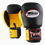 Thai boxing gloves Twins Special BGVL3 Black-Yellow