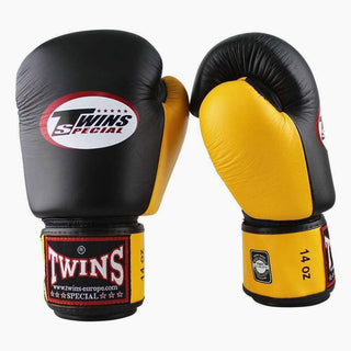 Thai boxing gloves Twins Special BGVL3 Black-Yellow