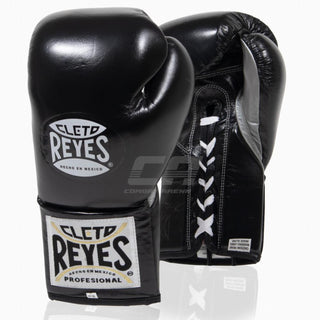 Boxing gloves Cleto Reyes Professional CB2 Black-Silver with laces 