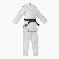 White judogi Adidas J730 Champion III IJF slim stripes Italy