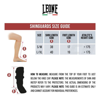 shinguards Leone Revo Performance PT160 with foot guards