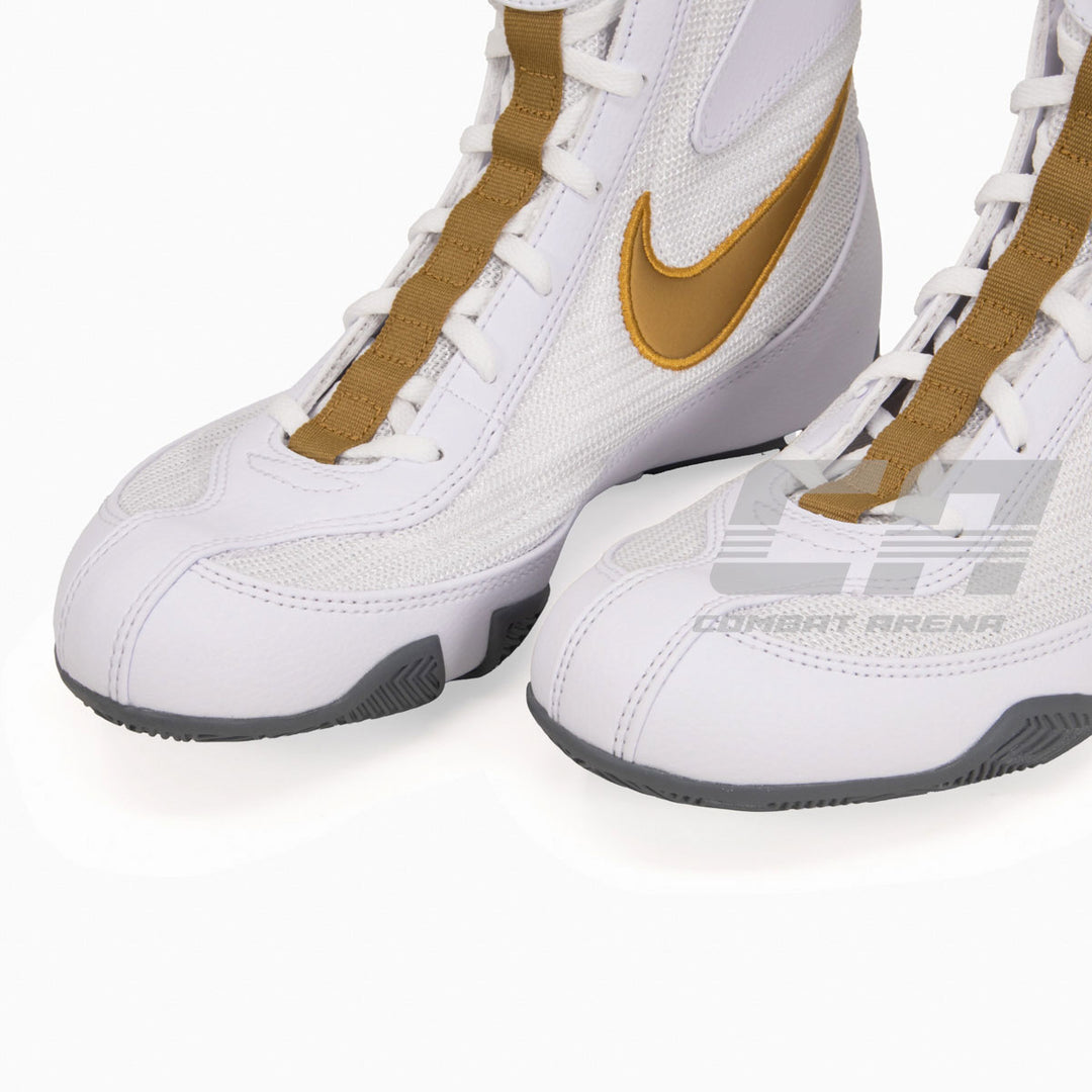 White and cheap gold boxing boots